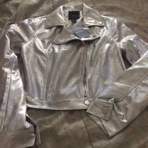 A casual jacket sliver faux leather